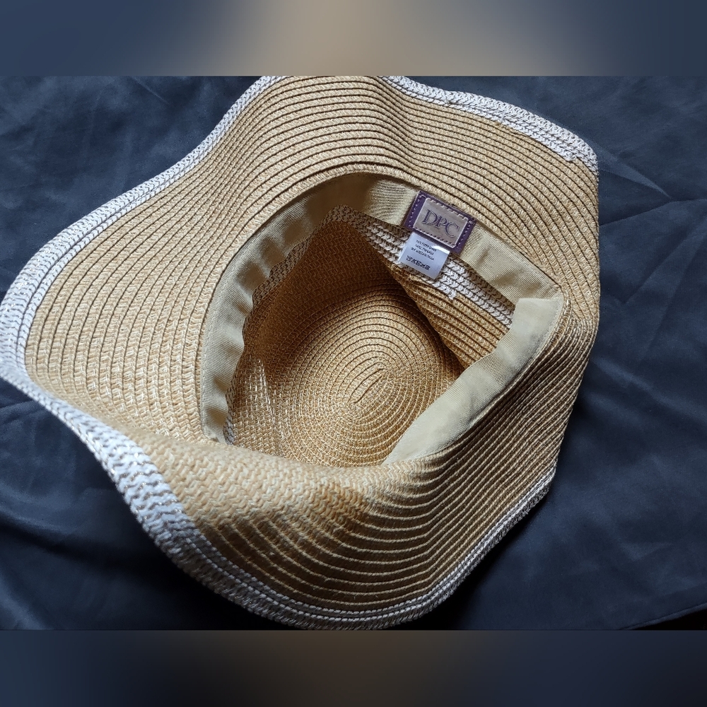DPC Tan And White 100% Straw Hat/One Size - Picture 7 of 7
